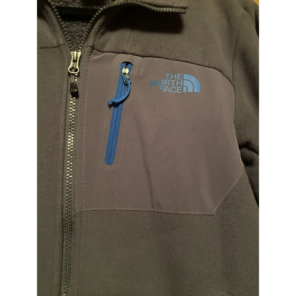 The North Face Men's Small Fleece Jacket Gray Blue Full Zip Outdoor Hiking
